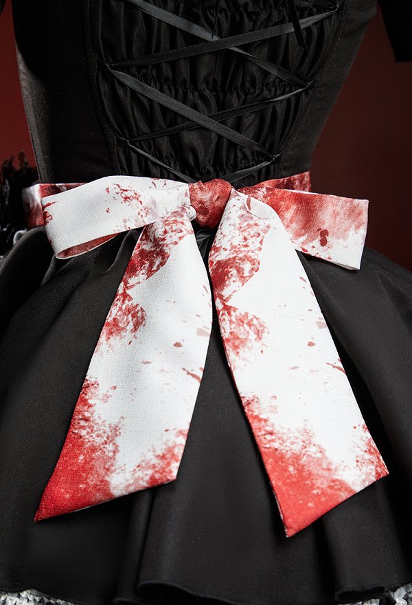 ハロウィン ブラッディーメイドセット 血痕プリントワンピース＆エプロン