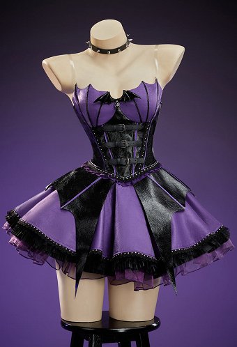 PM派生 ゴシック ブラック×パープル コルセットドレスセット