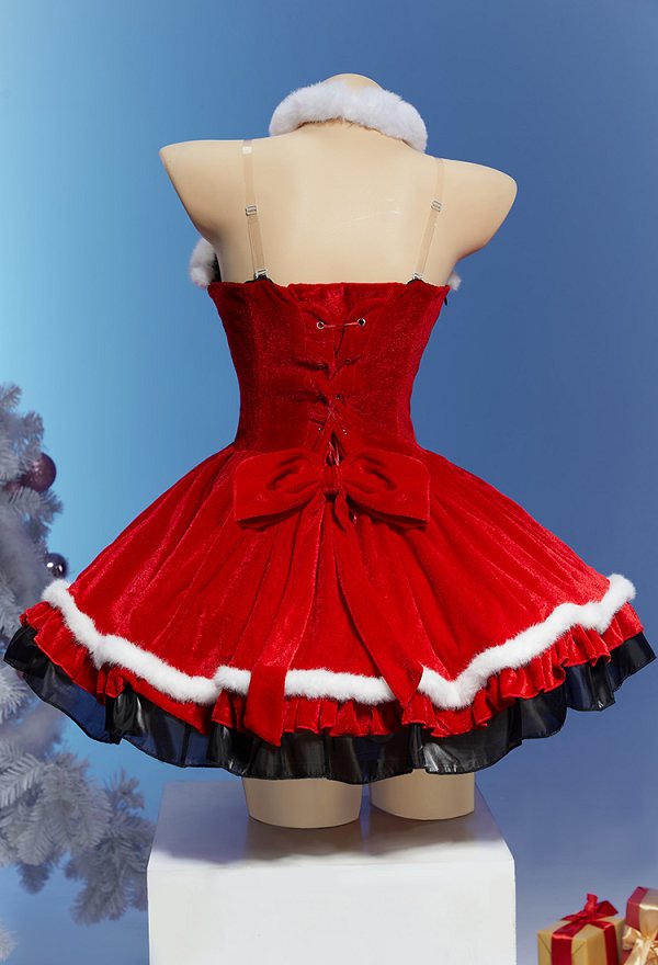 クリスマス コスプレ 赤色 ワンピース
