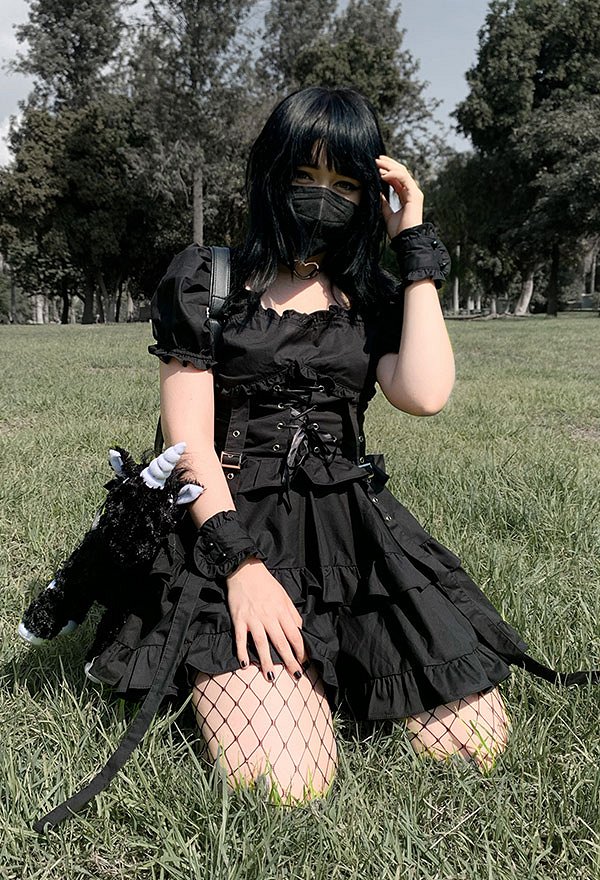 ロリータ 半袖 ドレス ゴシック ヴィンテージ レトロ ハイウエスト レイヤード ワンピース ロリータ 半袖 ドレス ゴシック ヴィンテージ レトロ ハイウエスト レイヤード ワンピース