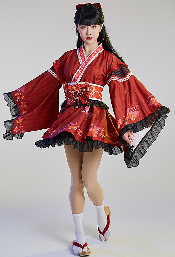 花火大会 金魚柄 和服