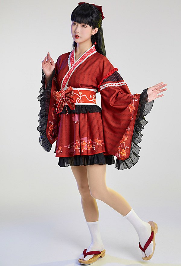 花火大会 金魚柄 和服
