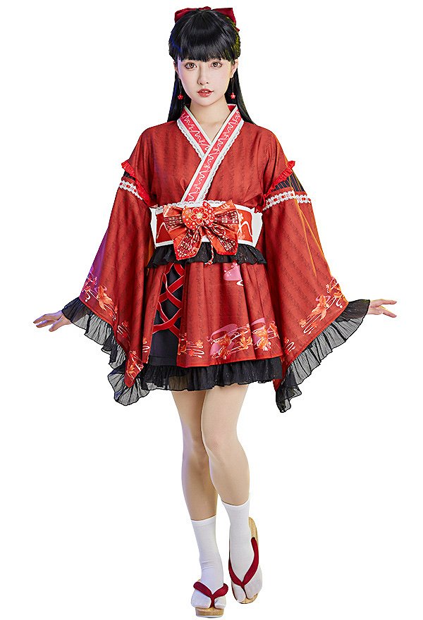 花火大会 金魚柄 和服