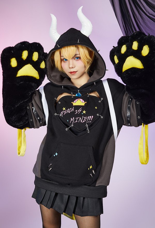 スーパーマリオ クッパ姫 パーカー 肉球 手袋付き