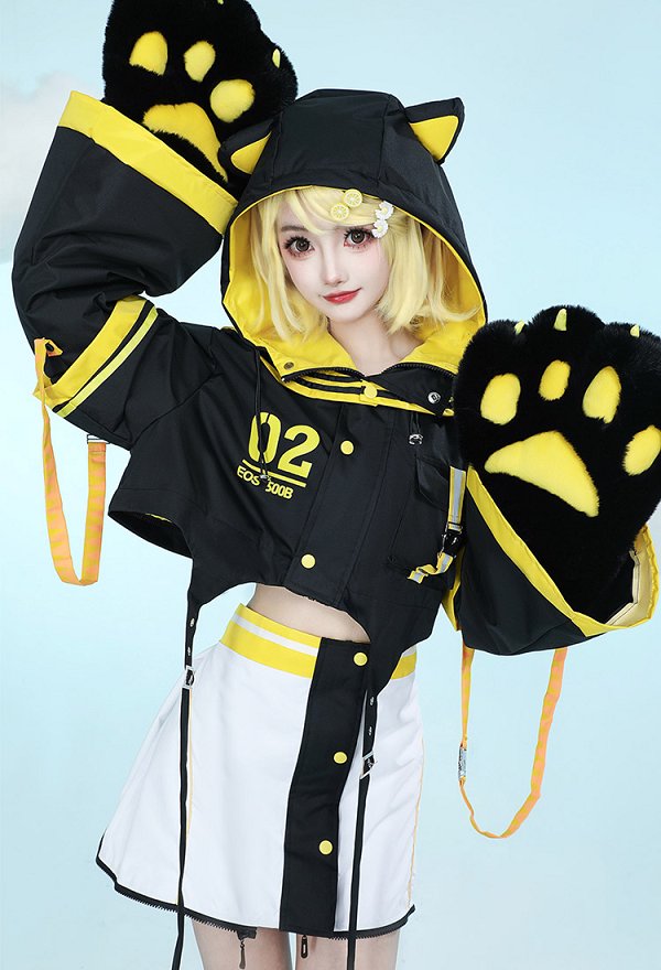 鏡音リン・レン パーカー 洋服 肉球 手袋付き 黄色 鏡音リン・レン パーカー 洋服 肉球 手袋付き 黄色