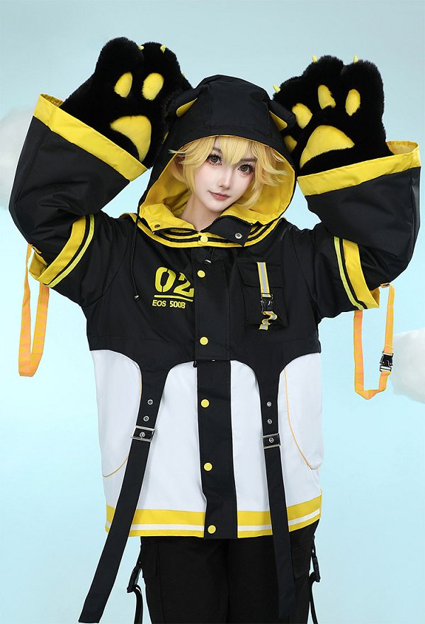 鏡音リン・レン パーカー 洋服 肉球 手袋付き 黄色 鏡音リン・レン パーカー 洋服 肉球 手袋付き 黄色