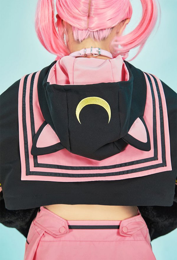 美少女戦士 セーラームーン ちびうさ パーカー 洋服 肉球 手袋付き 黒色＆ピンク