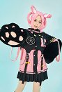 美少女戦士 セーラームーン ちびうさ パーカー 洋服 肉球 手袋付き 黒色＆ピンク