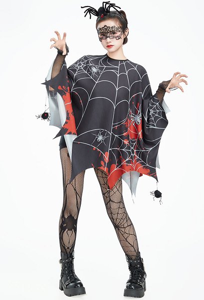 ゴシック 蜘蛛の巣 スパイダー マント - ハロウィン コスプレ | 高品質