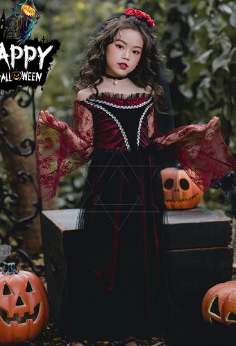 ハロウィンとクリスマスのための子供魔女ゾンビ花嫁ハロウィンコスチュームドレス