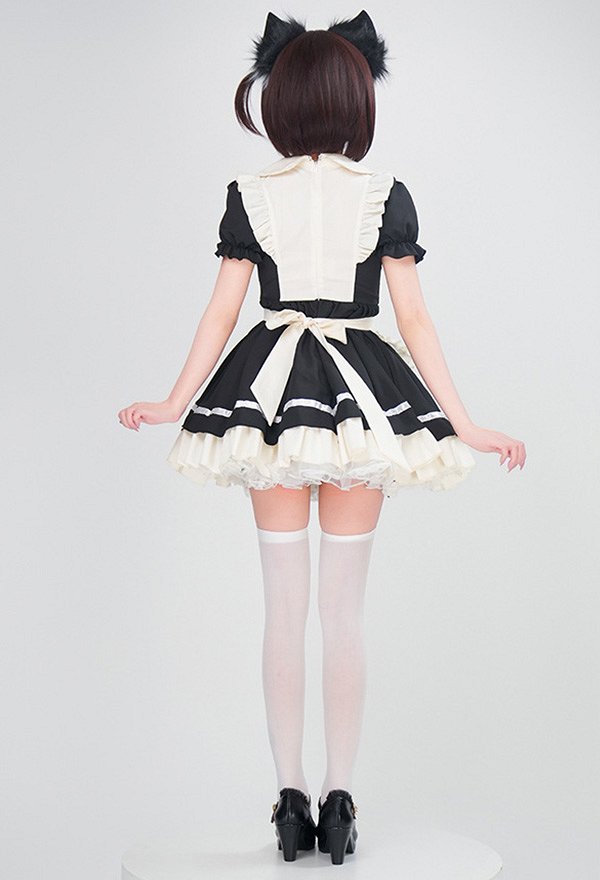 三分妄想 可愛い メイド服 襟付き ワンピース コスプレ 衣装