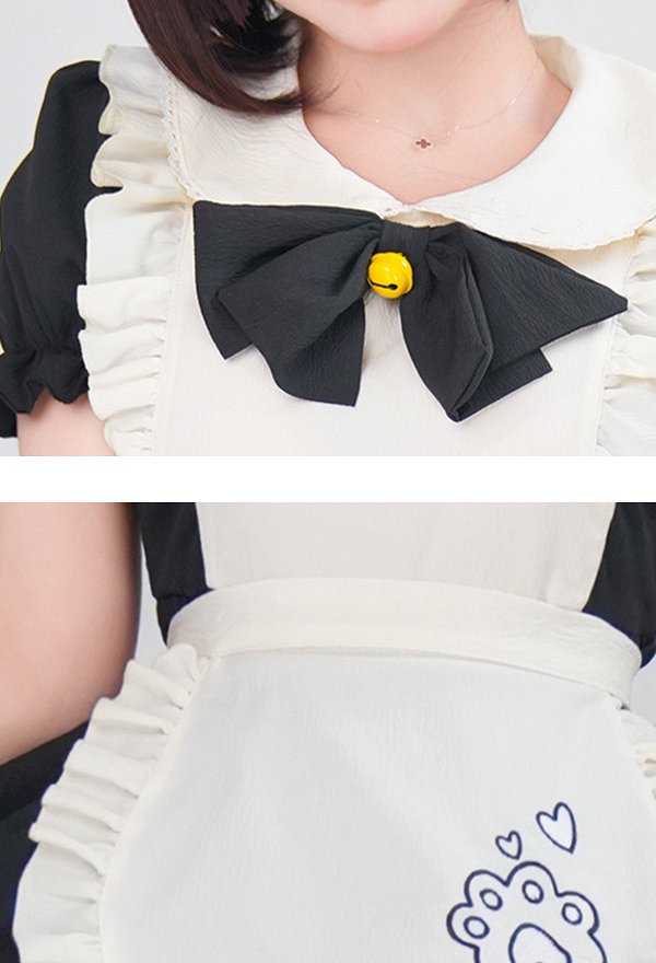 三分妄想 可愛い メイド服 襟付き ワンピース コスプレ 衣装