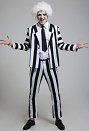 ハロウィン コスプレ 衣装 男性用 黒と白 縦縞  ハロウィン仮装ネクタイ付き