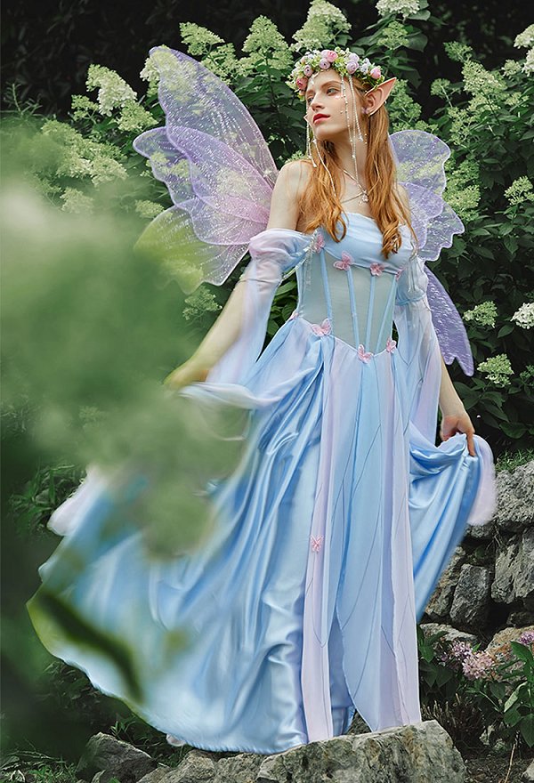 胡蝶 エルフ コスプレ ドレス 中世コスチューム 胡蝶 エルフ コスプレ ドレス 中世コスチューム