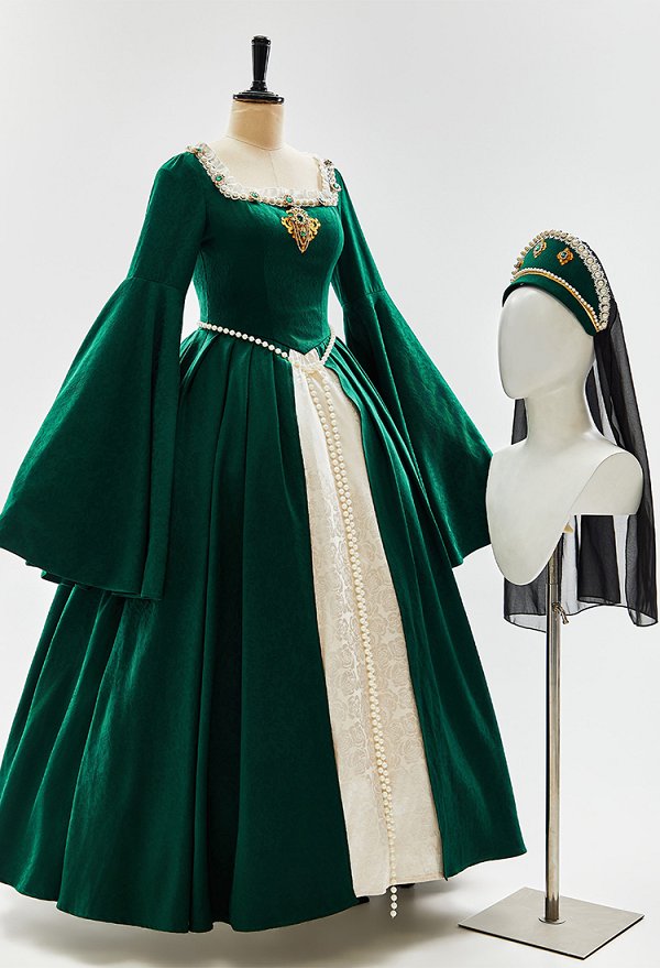 チューダー ルネサンス プリンセス クイーン アン・ブリン Anne Boleyn ドレス 袖付き ヘアバンド付き チューダー ルネサンス プリンセス クイーン アン・ブリン Anne Boleyn ドレス 袖付き ヘアバンド付き