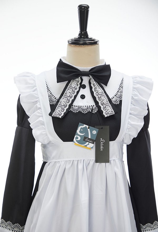長袖 メイド服 長裾 ドレス 長袖 メイド服 長裾 ドレス