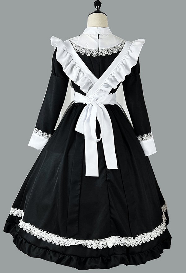 長袖 メイド服 長裾 ドレス 長袖 メイド服 長裾 ドレス