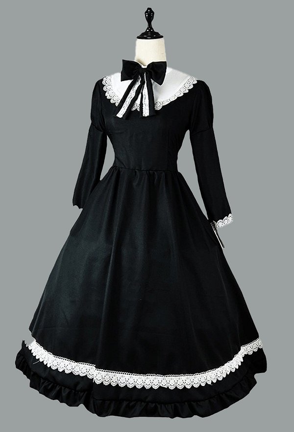 長袖 メイド服 長裾 ドレス 長袖 メイド服 長裾 ドレス