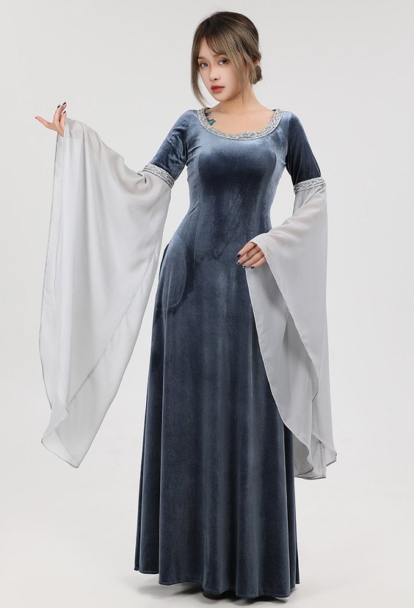 中世 エルフ 妖精 グレー ワンピース コスプレ 衣装 中世 エルフ 妖精 グレー ワンピース コスプレ 衣装