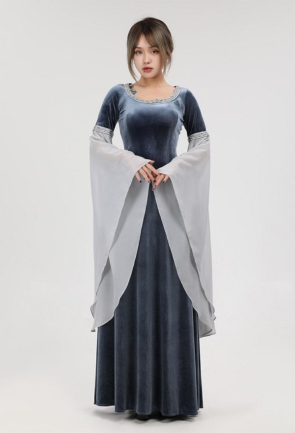 中世 エルフ 妖精 グレー ワンピース コスプレ 衣装 中世 エルフ 妖精 グレー ワンピース コスプレ 衣装