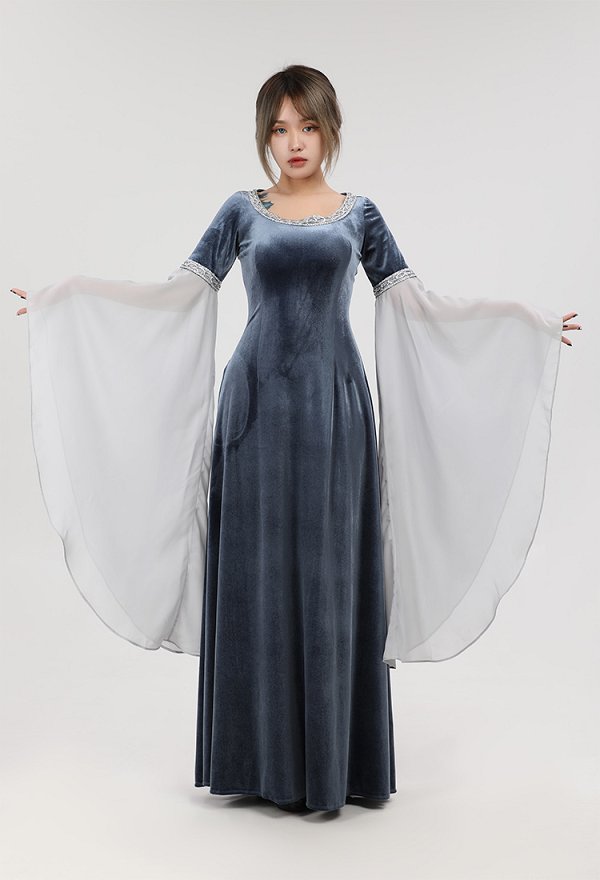 中世 エルフ 妖精 グレー ワンピース コスプレ 衣装 中世 エルフ 妖精 グレー ワンピース コスプレ 衣装