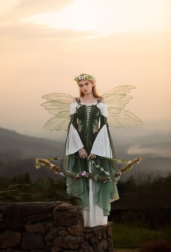 中世 エルフ 妖精 コスプレ コルセット ワンピース 緑色 中世 エルフ 妖精 コスプレ コルセット ワンピース 緑色