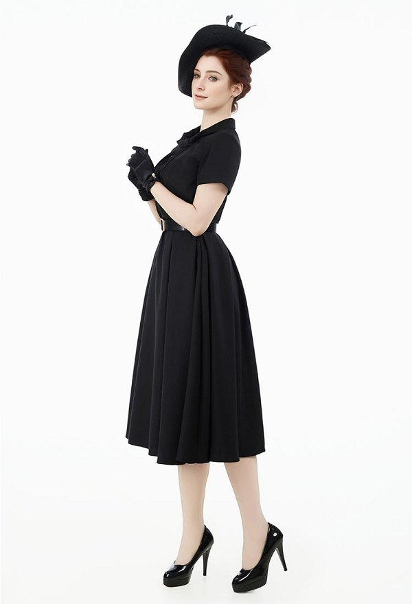 中世 1950s ヴィンテージ 黒色 カクテルドレス