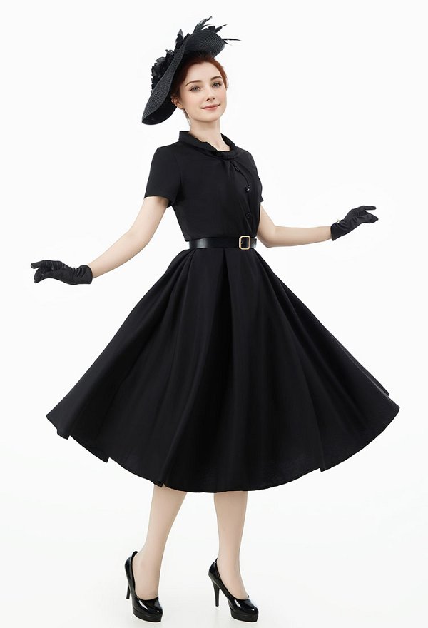 中世 1950s ヴィンテージ 黒色 カクテルドレス