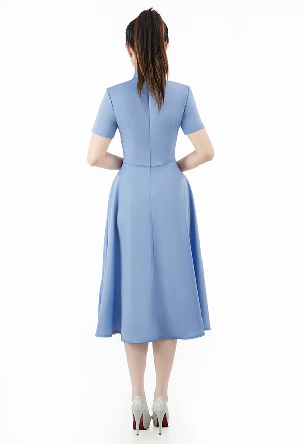 中世 ヴィンテージ 半袖 青い イブニングドレス