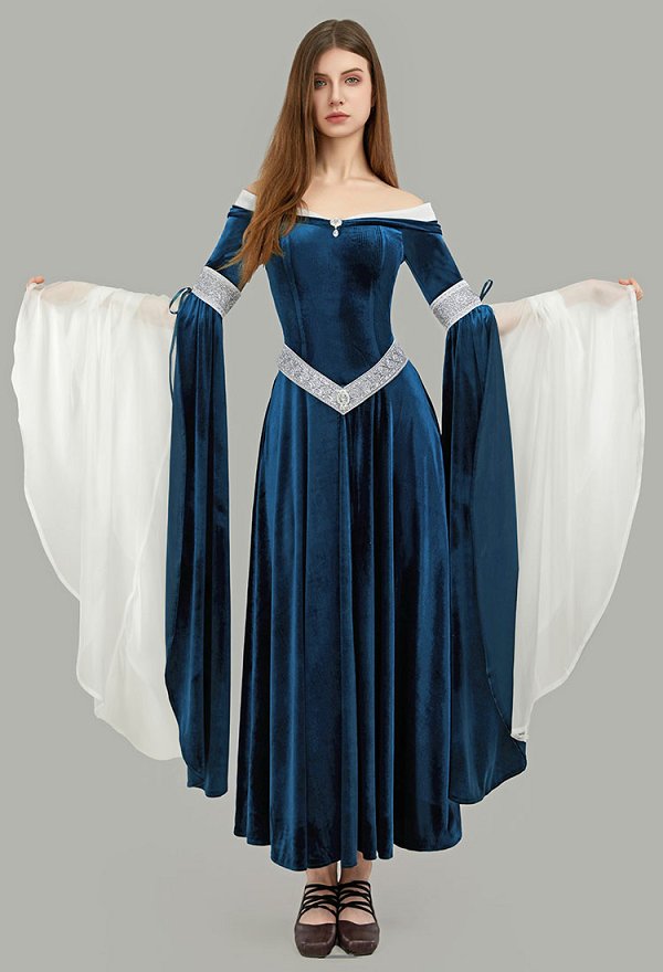 中世 ルネッサンス 青い ワンピース コスプレ 衣装 中世 ルネッサンス 青い ワンピース コスプレ 衣装