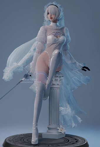 ニーア オートマタ 白・同人花嫁(illustration by SakimichanArt) コスプレ 衣装