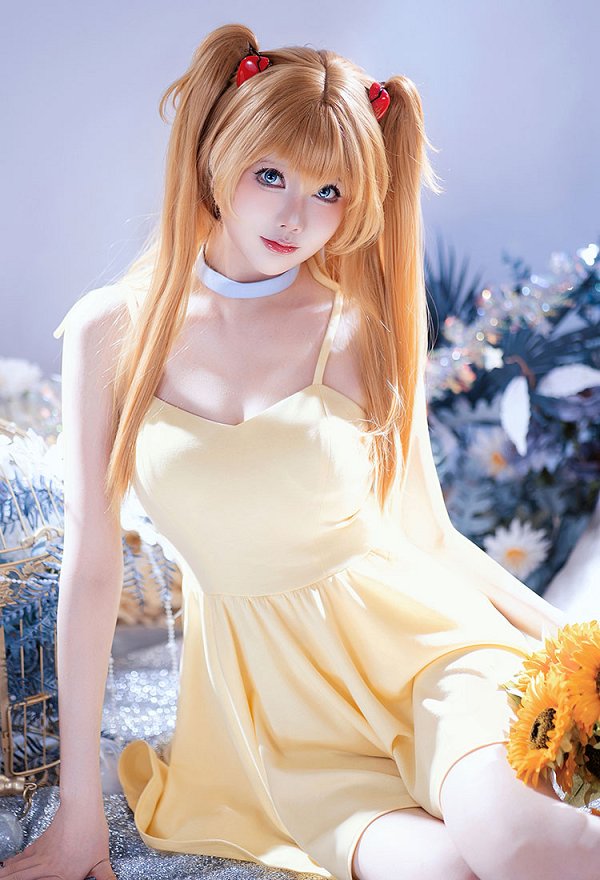 EVA アスカ 黄色い ワンピース コスプレ 衣装