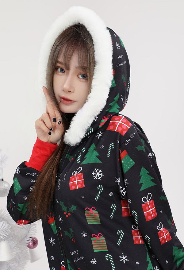 クリスマス 可愛い プレゼント つなぎ パジャマ オールインワン 黒色 クリスマス 可愛い プレゼント つなぎ パジャマ オールインワン 黒色