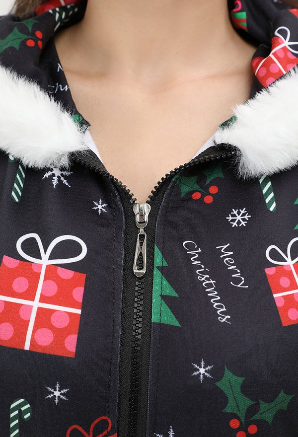 クリスマス 可愛い プレゼント つなぎ パジャマ オールインワン 黒色 クリスマス 可愛い プレゼント つなぎ パジャマ オールインワン 黒色