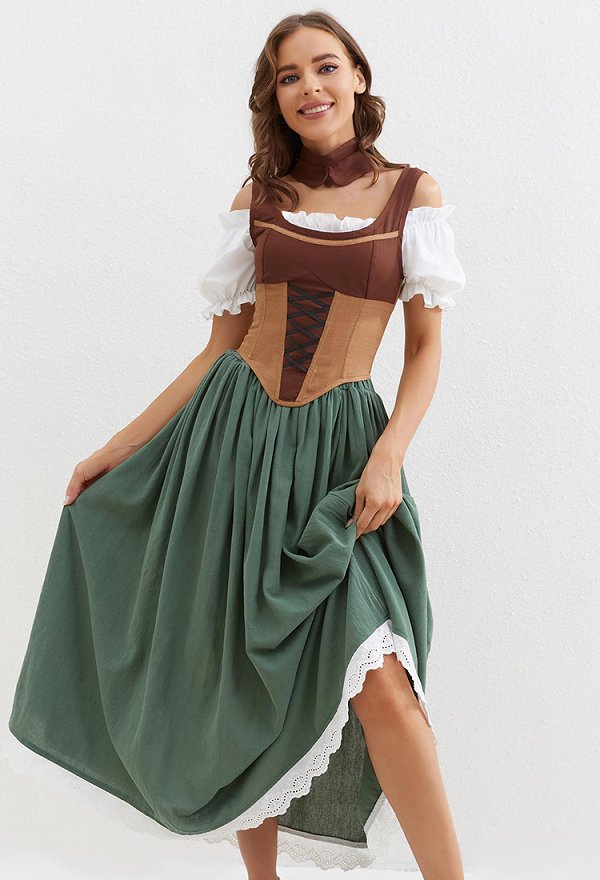 中世コスチューム 歴史的レトロドレス 衣装 コルセットトップ ハロウィン用