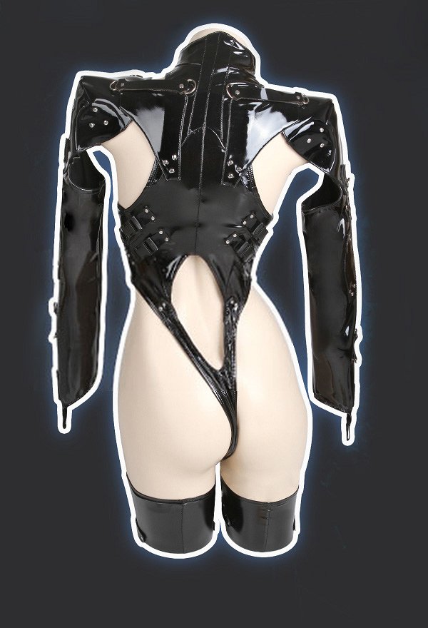 2B コスプレ PUレザー製 黒色 ボディースーツ