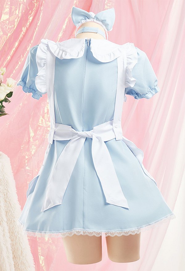 女性 多色 セクシー 胸中空 メイド ドレス ホームウェア 猫 エプロン コスプレ 衣装
