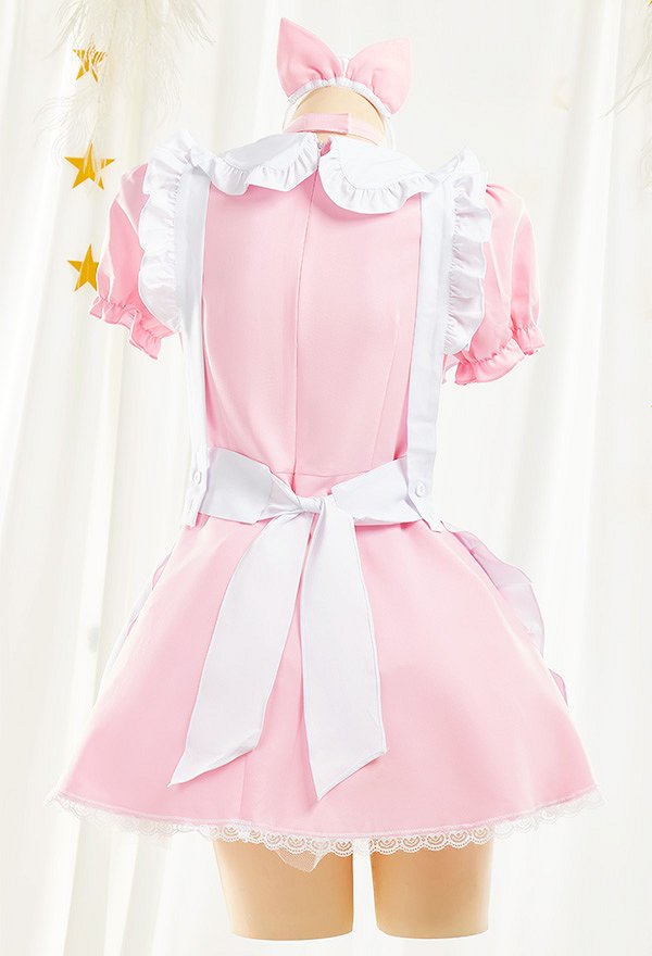 女性 多色 セクシー 胸中空 メイド ドレス ホームウェア 猫 エプロン コスプレ 衣装