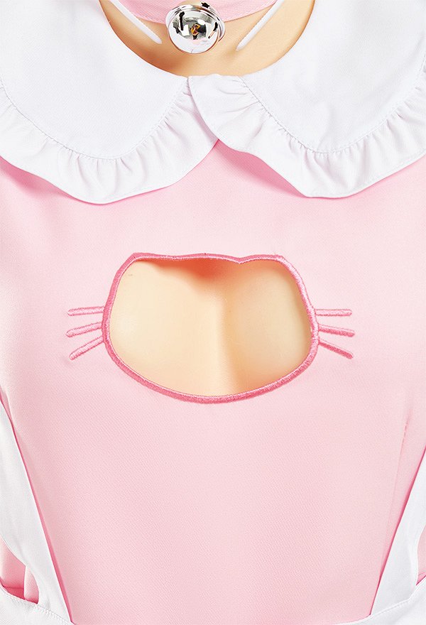 女性 多色 セクシー 胸中空 メイド ドレス ホームウェア 猫 エプロン コスプレ 衣装