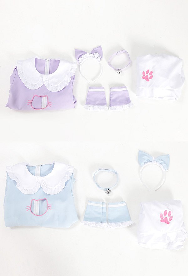 女性 多色 セクシー 胸中空 メイド ドレス ホームウェア 猫 エプロン コスプレ 衣装