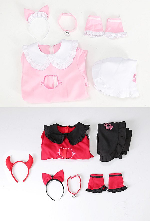 女性 多色 セクシー 胸中空 メイド ドレス ホームウェア 猫 エプロン コスプレ 衣装