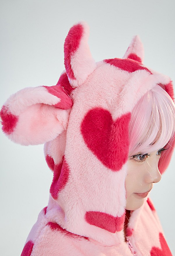 カワイイ ピンク牛柄 私服 ホームウェア