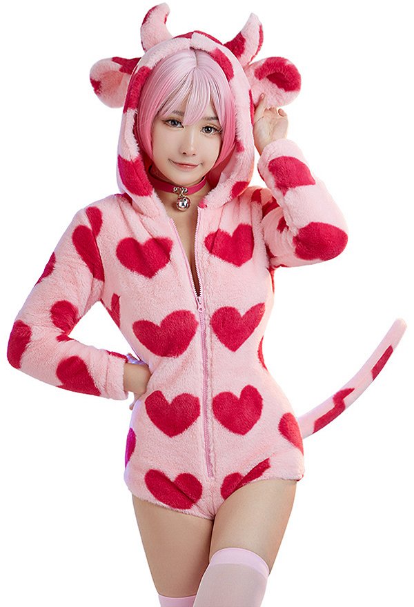 カワイイ ピンク牛柄 私服 ホームウェア