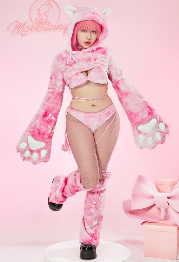 ピンク猫 セクシー ランジェリー 肉球 手袋付き