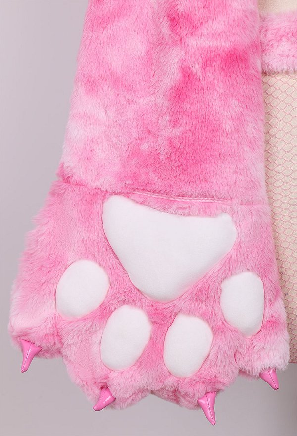 プラスサイズ ピンク猫 セクシー ランジェリー 肉球 手袋付き プラスサイズ ピンク猫 セクシー ランジェリー 肉球 手袋付き