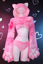ピンク猫 セクシー ランジェリー 肉球 手袋付き