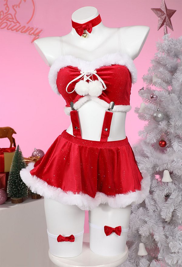 クリスマス キノコ 魔女 コスプレ セクシー 下着 赤
