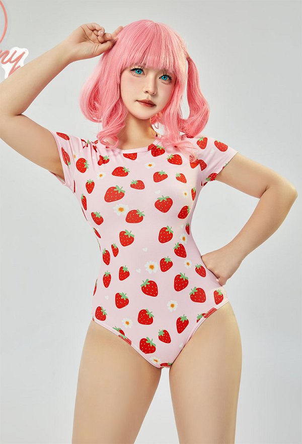 イチゴ ボディスーツ セクシー 下着 ピンク イチゴ ボディスーツ セクシー 下着 ピンク