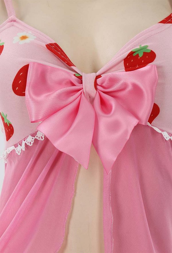イチゴ ホームウェア セクシー 下着 ピンク