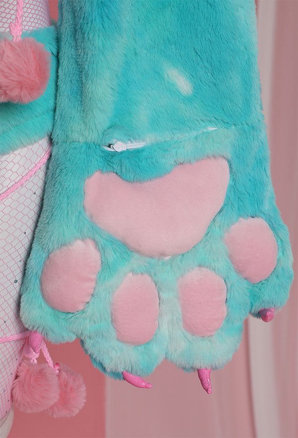 猫 可愛い ホームウェア 下着 獣人 肉球 手袋付き 水色 猫 可愛い ホームウェア 下着 獣人 肉球 手袋付き 水色